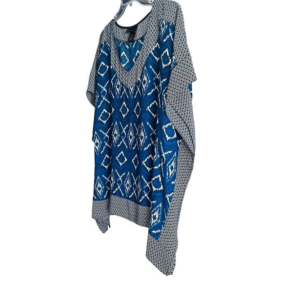 LANE BRYANT KIMONO PULL-OVER V-NECK BLOUSE, WOMENS, 14/16, NAVY & WHITE DIAMOND - Picture 3 of 10